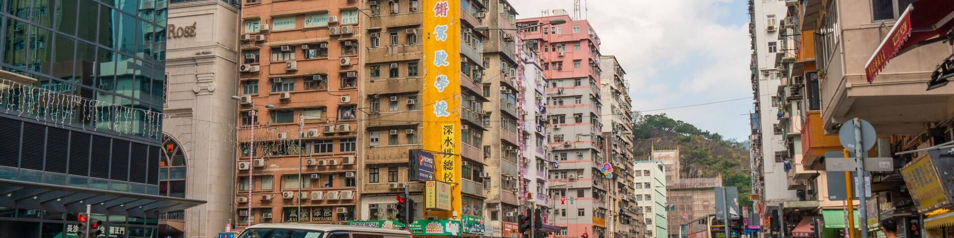 Sham Shui Po which includes a city and street scenes