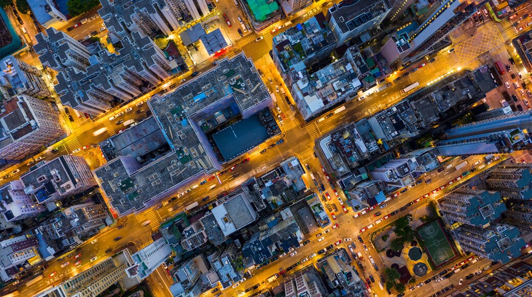 Top view of Hong Kong city at night