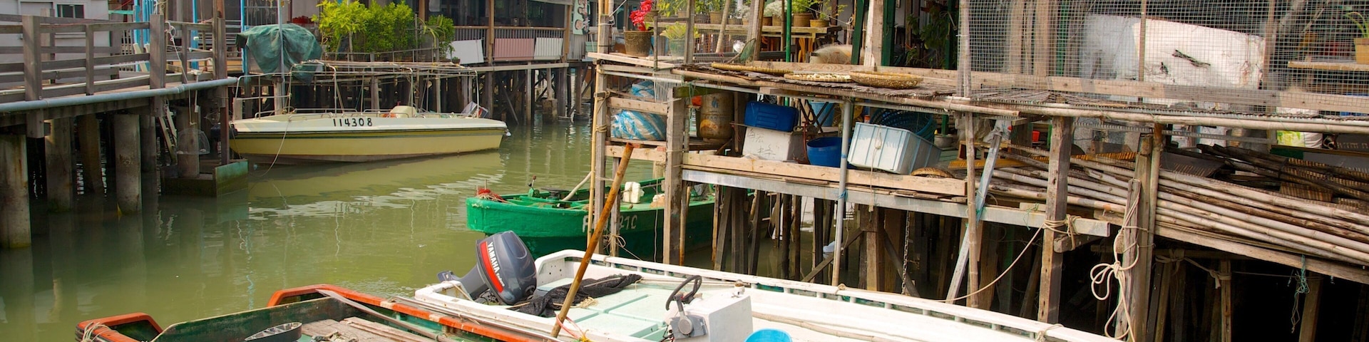 Tai O Fishing Village which includes a river or creek, boating and a house