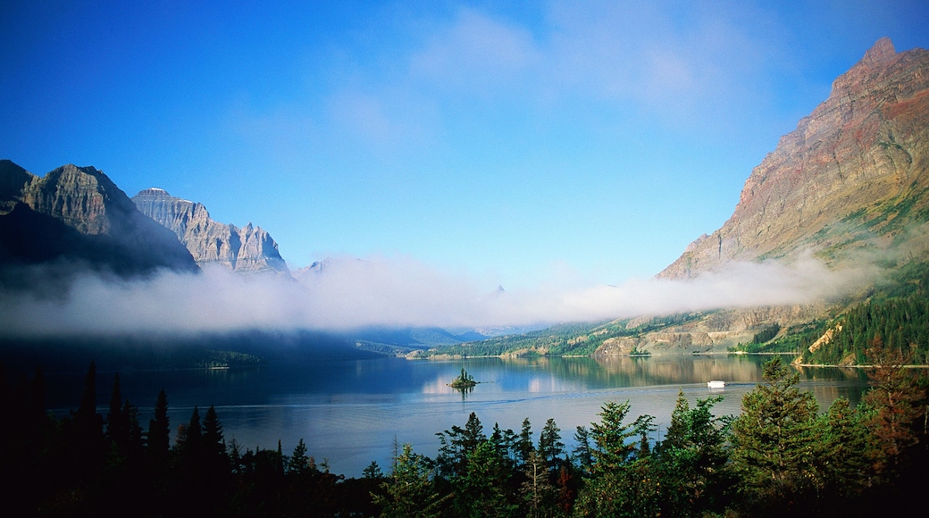St. Mary Lake with overhanging fog