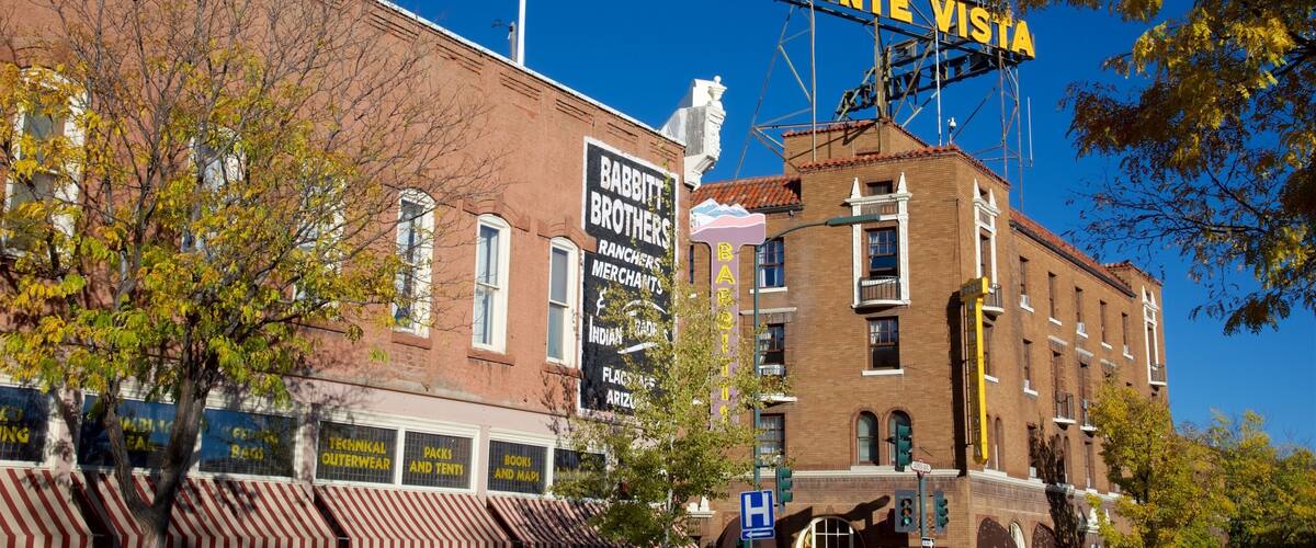 Flagstaff featuring signage and a hotel