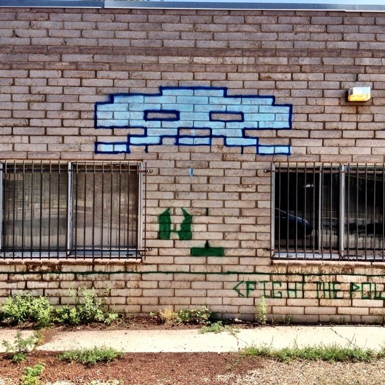 A space invader in East Flagstaff, AZ. #streetart #graffiti