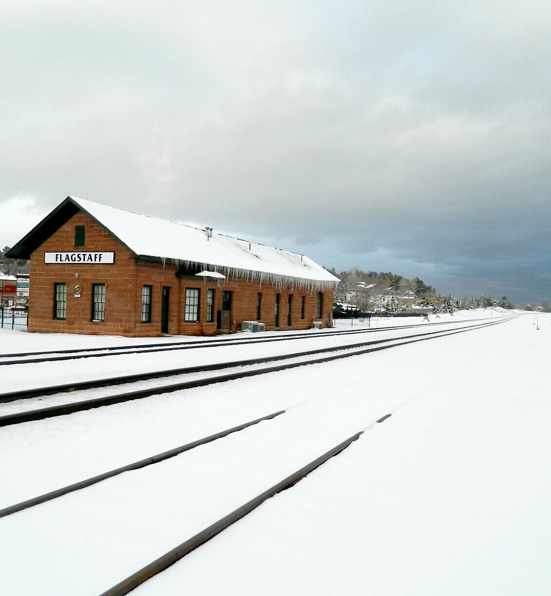 A gorgeous late snowfall in March made downtown Flagstaff look like a Rockwell painting.