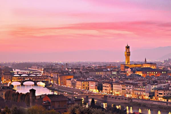 as the sky was changing with the evening, Florence was involved in beautiful colors
