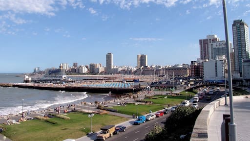 General view of the -Paseo de las Americas- and central beaches, -Mar del Plata-, Buenos Aires, Argentina.