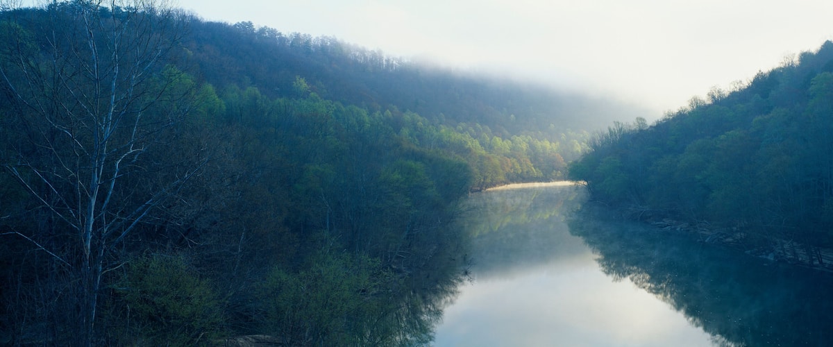 Morning fog on Cumberland River, Kentucky