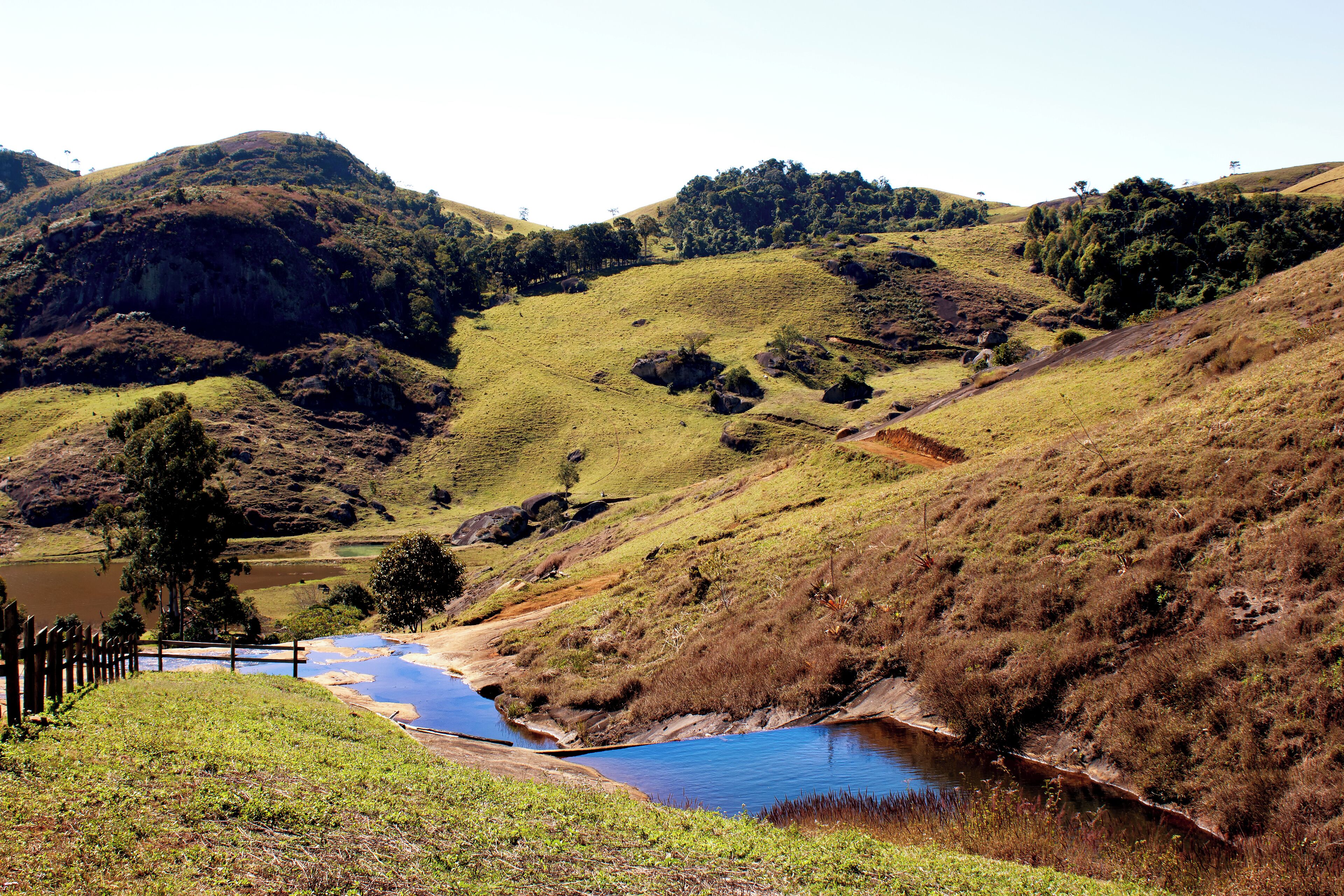 Farms and small Castle creek in Sierra