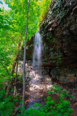 Wide angle vertical view of Keown Falls in Chattahoochee National Forest near Lafayette, Georgia. These falls are a wet weather waterfall and dry up during the dry seasons.