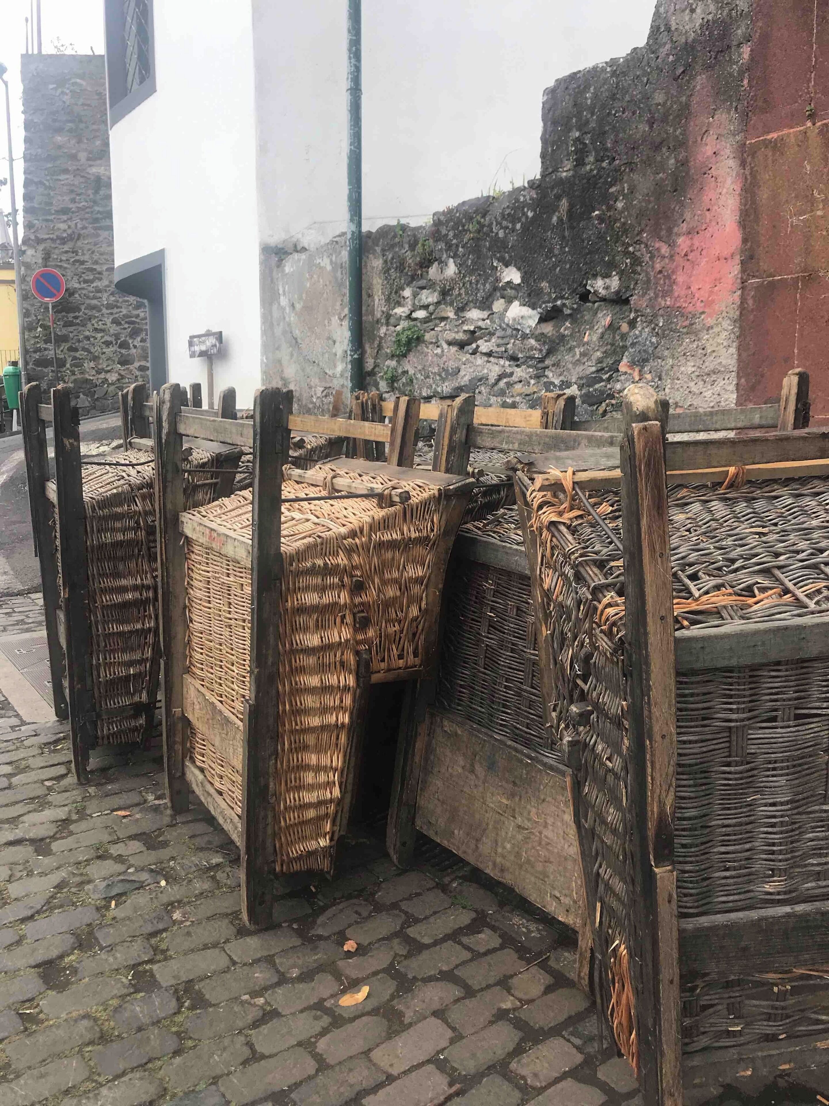 The toboggans waiting to be hurled down the hill in Funchal
#lifeatexpedia