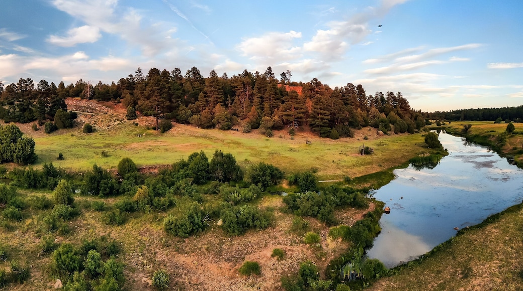 Aerial panoramic image of Show Low Creek in the White Mountains of Northeastern Arizona.
