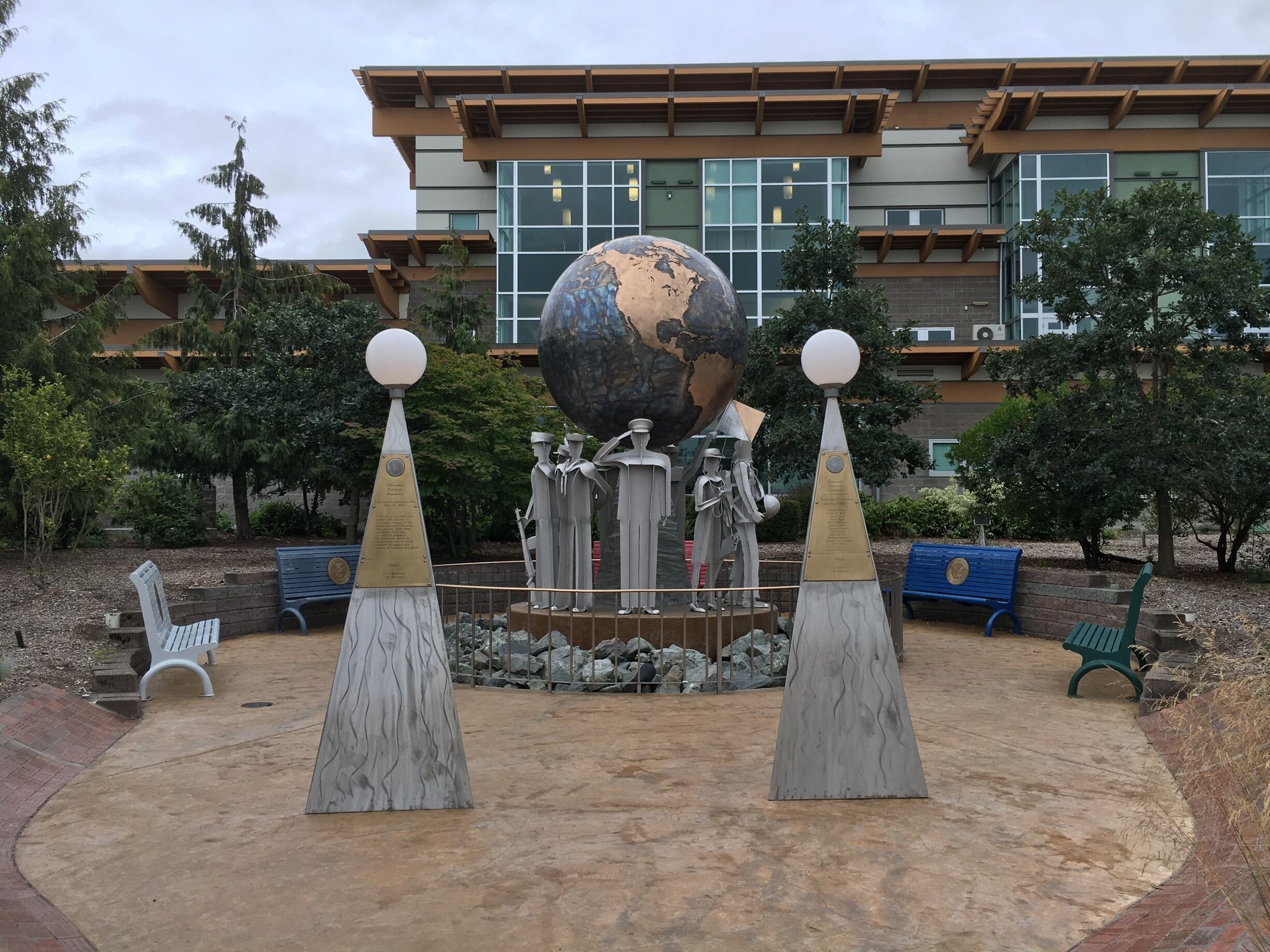 A veterans' memorial outside of city Hall 