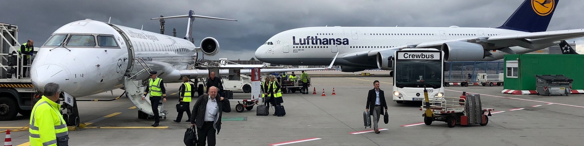 Frankfurt Airport, also known as Rhein-Main-Flughafen) is a major international airport located in Frankfurt, the fifth-largest city of Germany and one of the world's leading financial centres. It is the main hub for Lufthansa. The airport covers an area of 2,300 hectares of land and features two passenger terminals with a capacity of approximately 65 million passengers per year.
Frankfurt Airport is the busiest airport by passenger traffic in Germany as well as the 4th busiest in Europe.