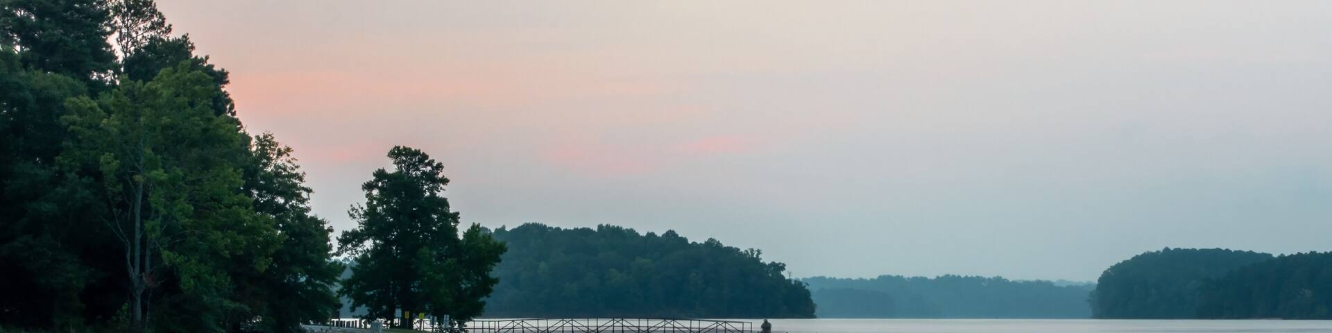 beautiful sunrise at lake hartwell in south carolina