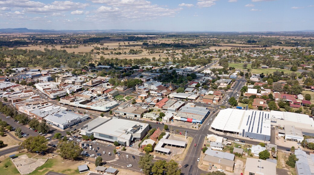 Aerial view of the town of Forbes in the Central west of New South Wales, Australia.