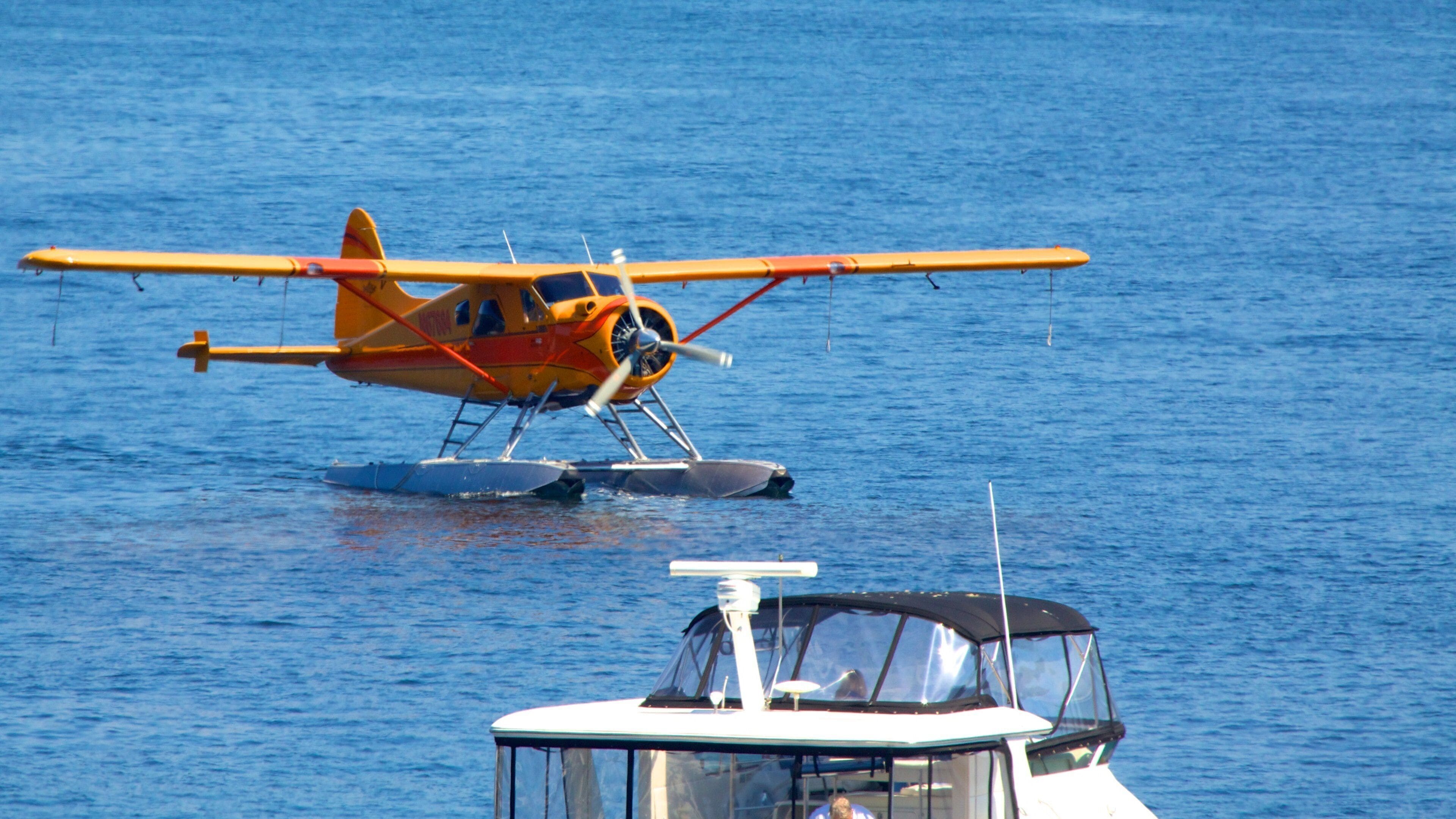San Juan Island som viser fly, båter og kyst