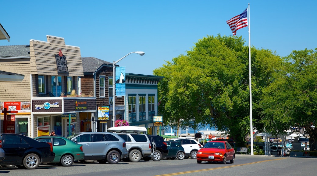 San Juan Island que incluye una ciudad y escenas cotidianas