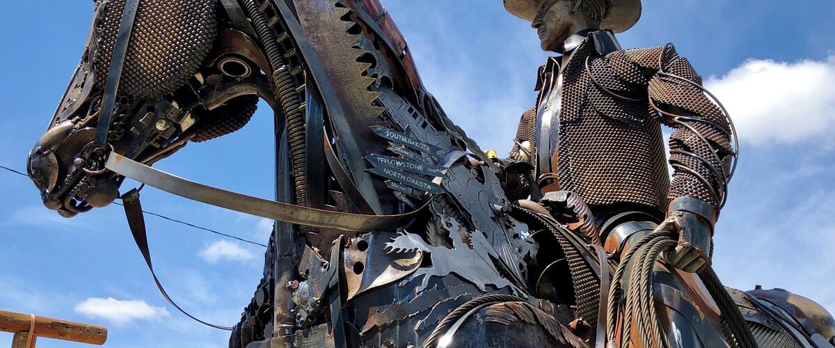 In Lemmon, SD, there lives a very talented metal artist named John Lopez. His metal artwork sculptures are just unbelievable. The details are too numerous to fully capture with the camera. His studio is a great stop as you journey through the beautiful state of SD.