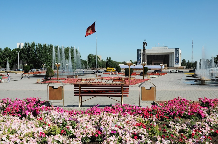 Central square in Bishkek, Kyrgyzstan