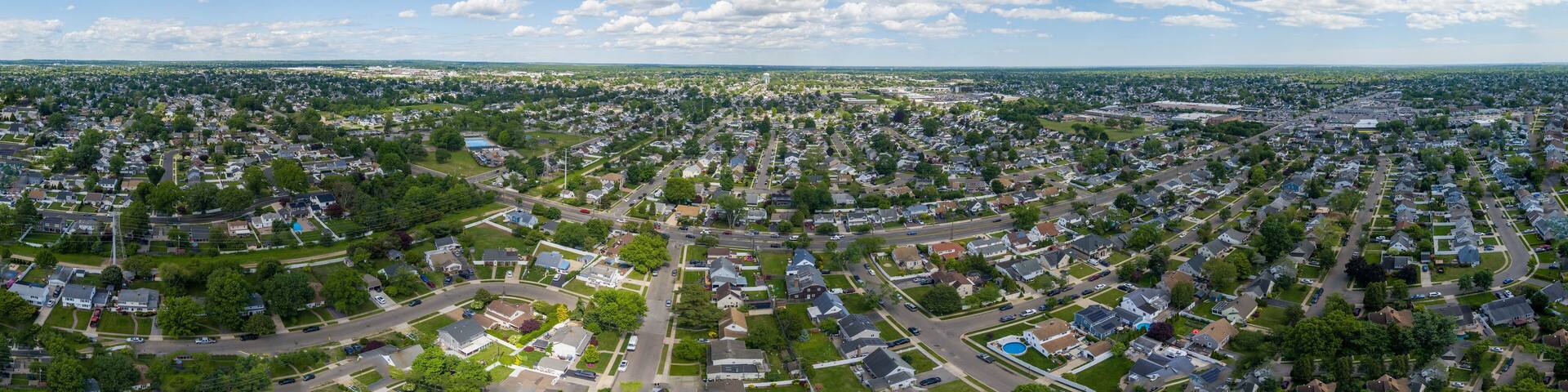 Aerial Pamoramic of Levittown Long Island