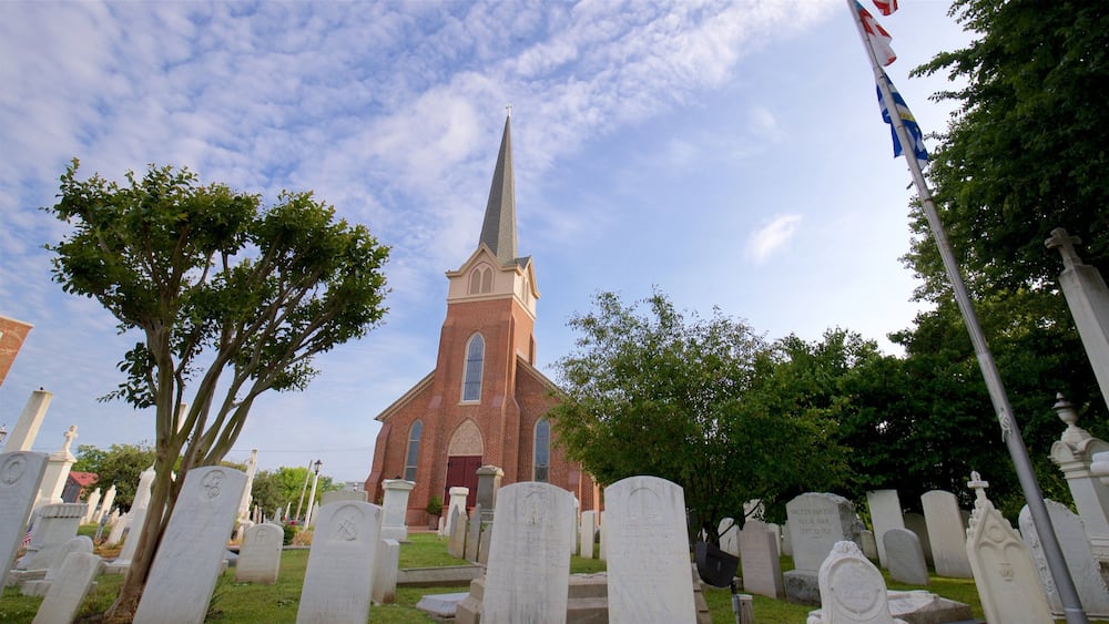 Lewes featuring a church or cathedral, a sunset and a cemetery