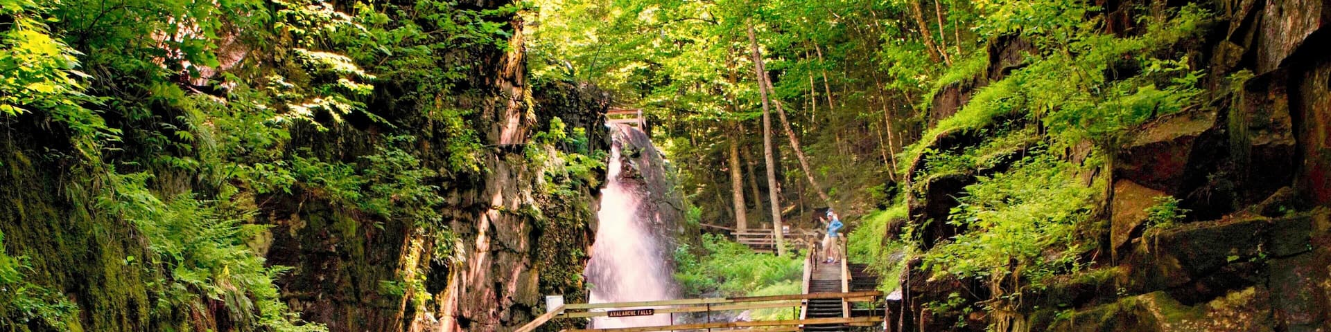As you walk up the Flume Gorge, this sight greets you. An amazing waterfall and the boardwalks take you right to the top of it. Just as cool to look down the gorge.
