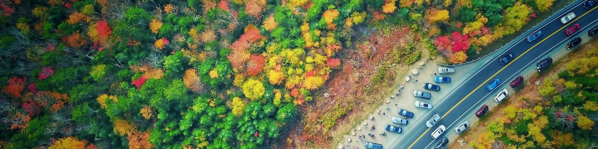 A drone shot from the kancamagus hwy in NH