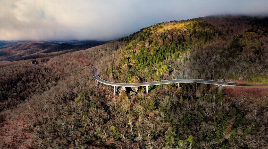 I finally knocked off Linn Cove Viaduct from my Appalachian list. Linn Cove Viaduct is an iconic part of the Blue Ridge Parkway. Spanning over 1,200 feet it wraps around Grandfather Mountain. Ever since I saw a photo from here I've always wanted to see it. Just out of chance I was staying at a cabin only 20 minutes from here. So I got up at 6 am to get here for sunrise, which was fogged out, but after waiting a while turned spectacular.
composite of 8 photos taken from drone.
