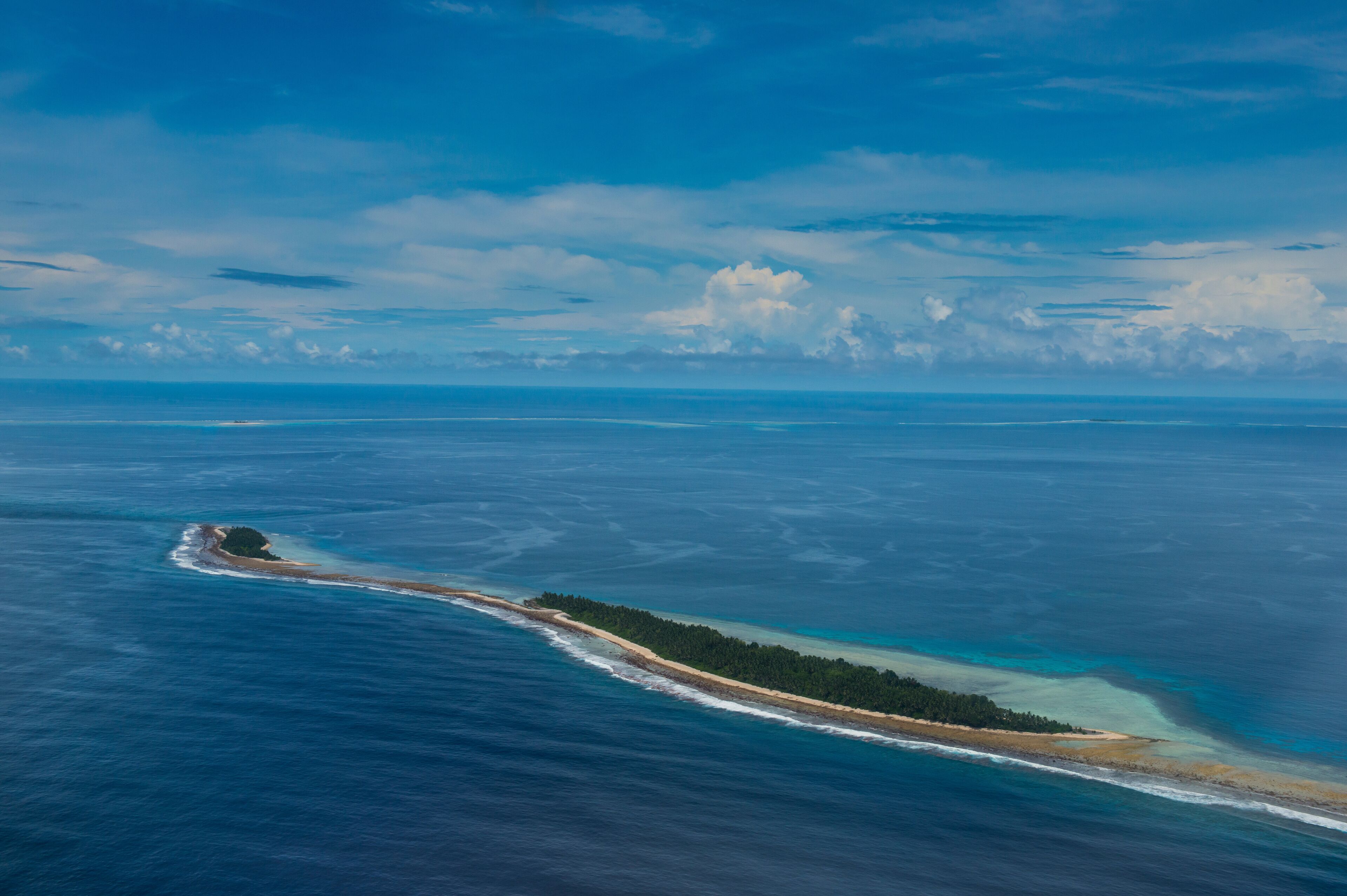 Aerial of the country of Tuvalu, South Pacific