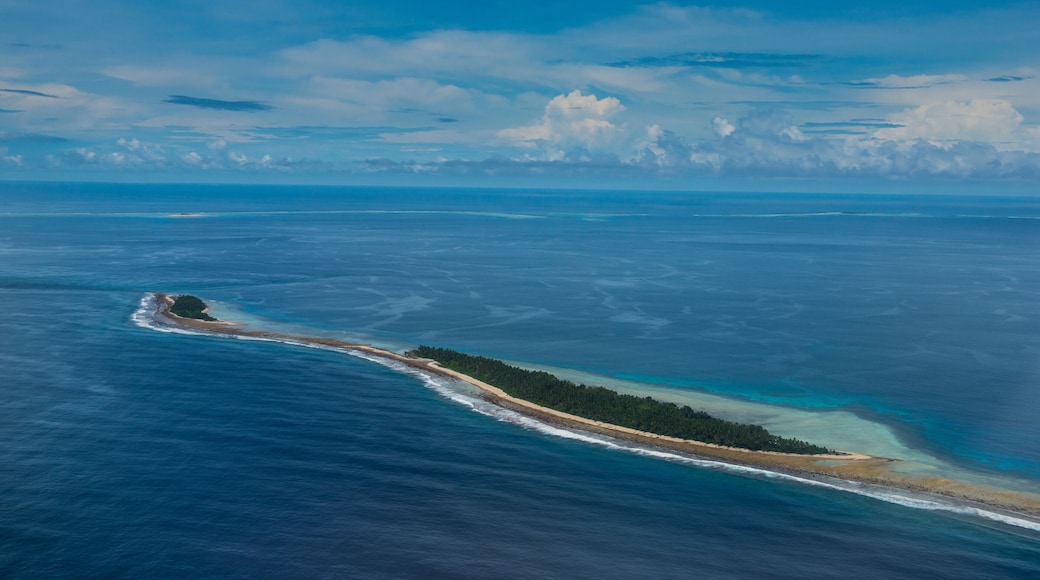 Aerial of the country of Tuvalu, South Pacific