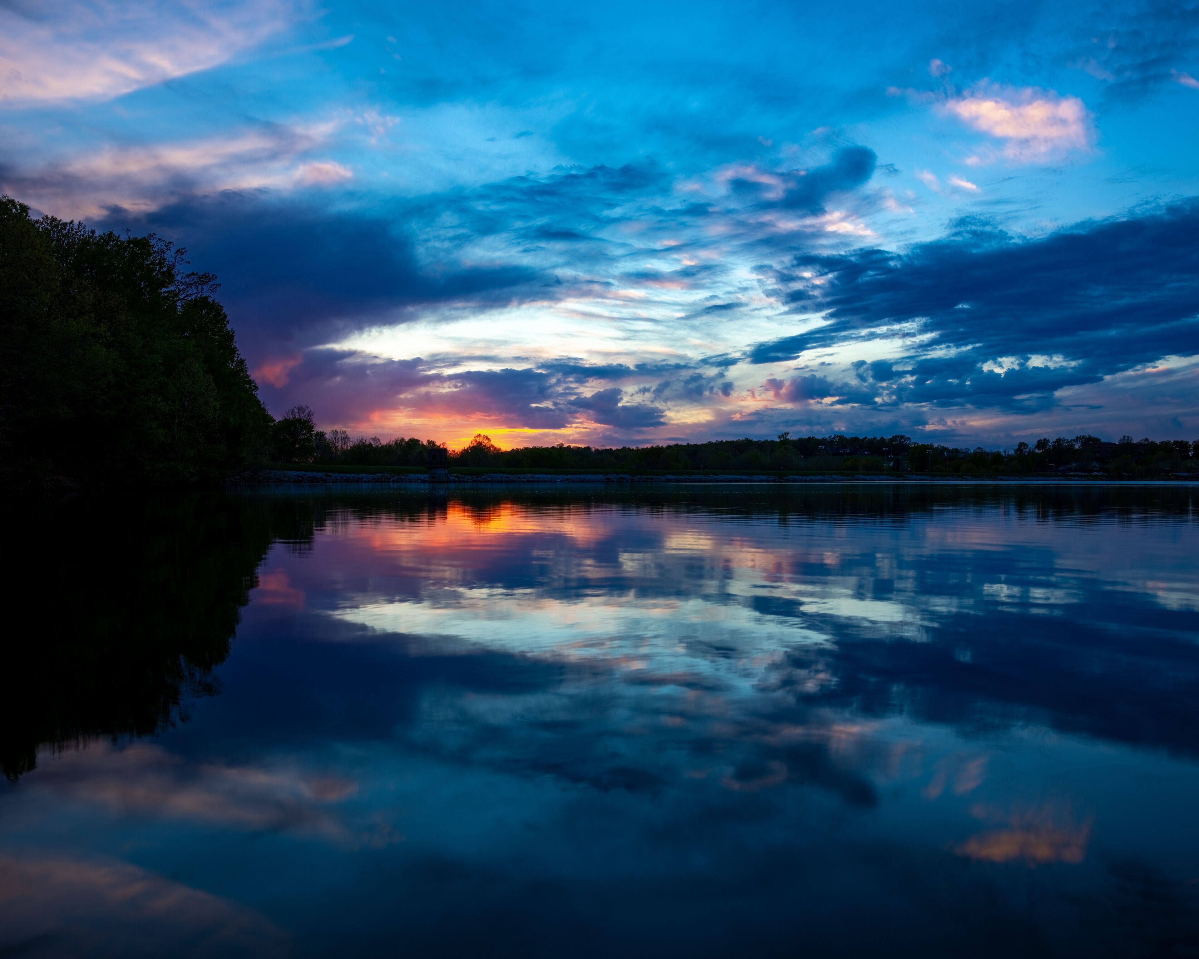 Brillian Blue and Yellow Sunset over Lake Fayetteville