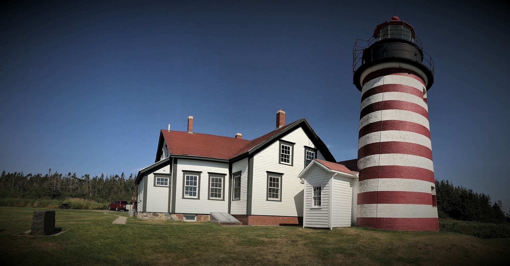 The town of Lubec is the easternmost town in the USA. This is the West Qouddy ahead Lighthouse. 