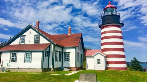 I call this the Dr. Seuss lighthouse! Beautiful coast of Maine. Was able to see a whale breach while standing just next to the lighthouse in the ocean behind us.