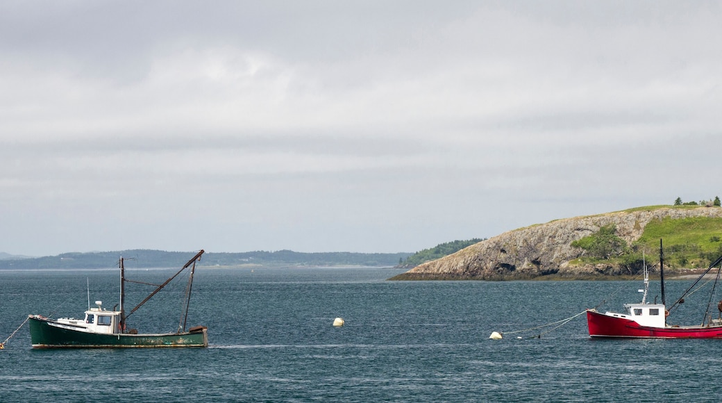 USA, Maine, Lubec. Fishing boat anchored at Lubec, Maine.