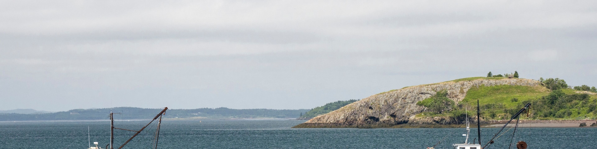 USA, Maine, Lubec. Fishing boat anchored at Lubec, Maine.