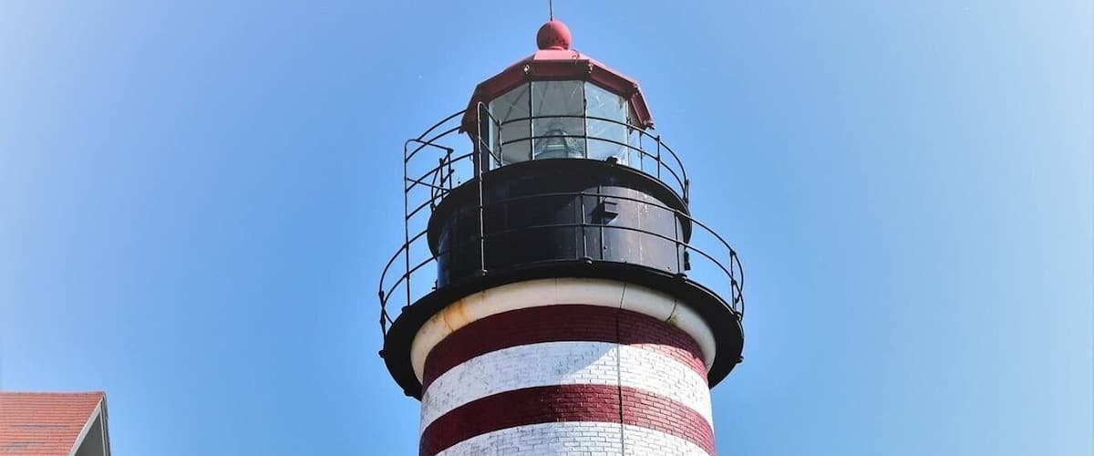 The town of Lubec is the easternmost town in the USA. This is the West Qouddy ahead Lighthouse.