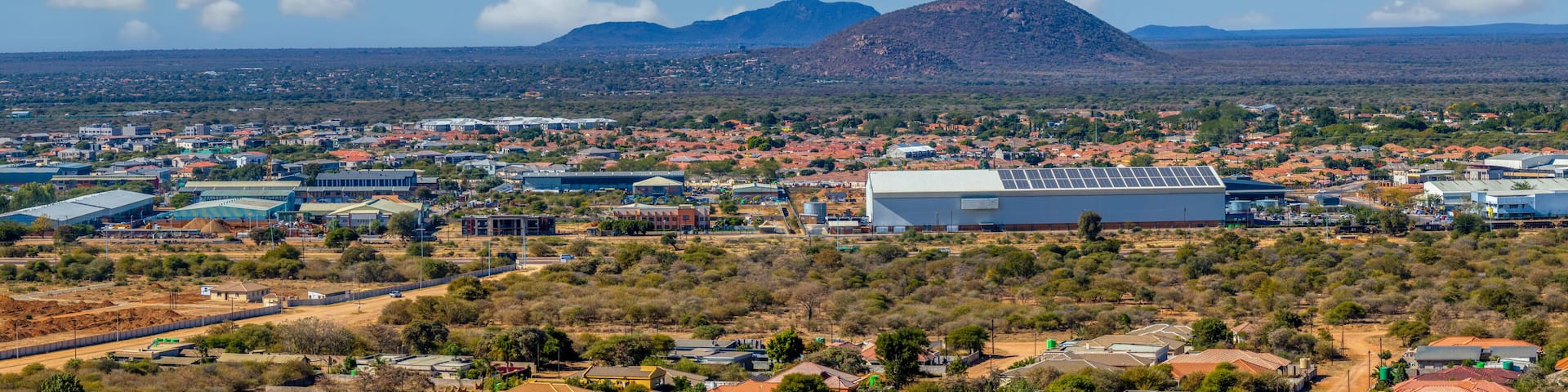 aerial view Phakalane industrial and commercial area in Gaborone, Botswana