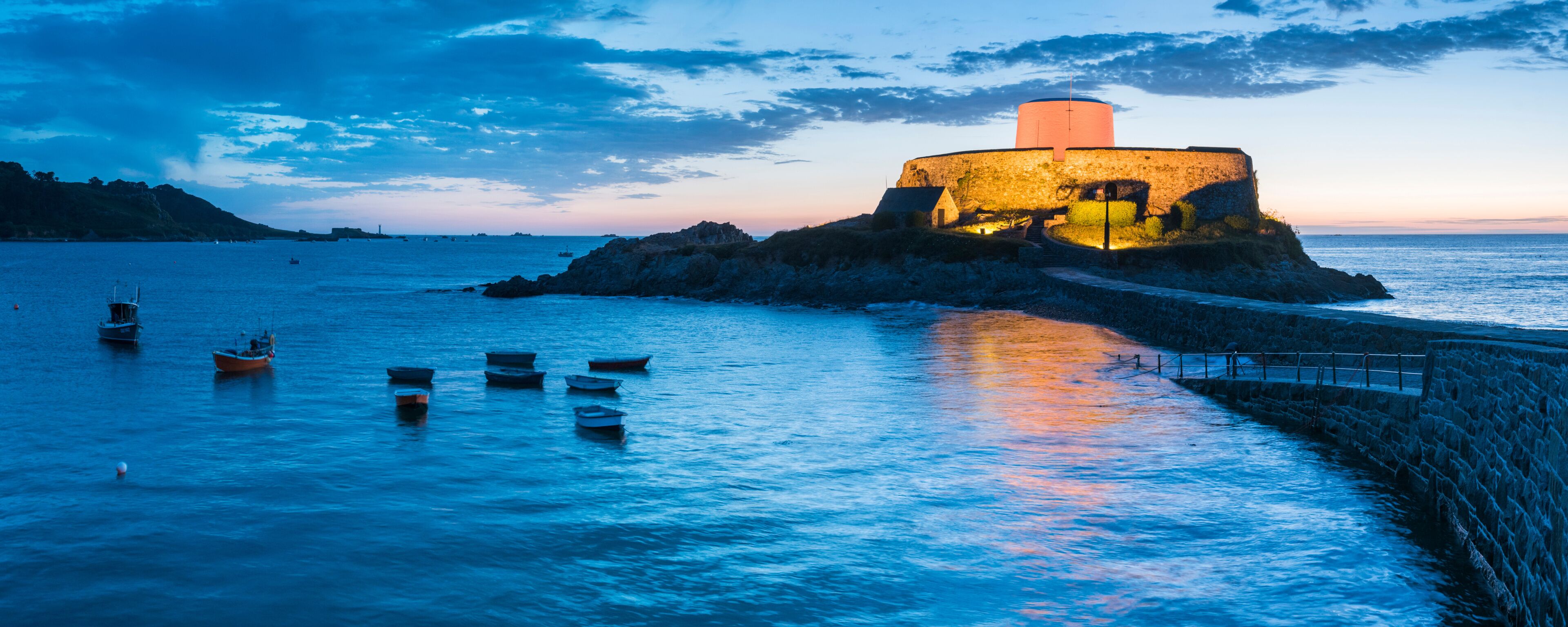 Fort Grey (Cup and Saucer) at night, Guernsey, Channel Islands