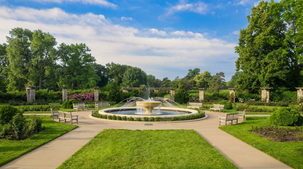 Fountain and rose garden in the Jacob L. Loose Park, Kansas City, Missouri, United States Of America.