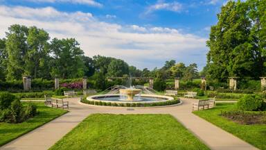 Fountain and rose garden in the Jacob L. Loose Park, Kansas City, Missouri, United States Of America.