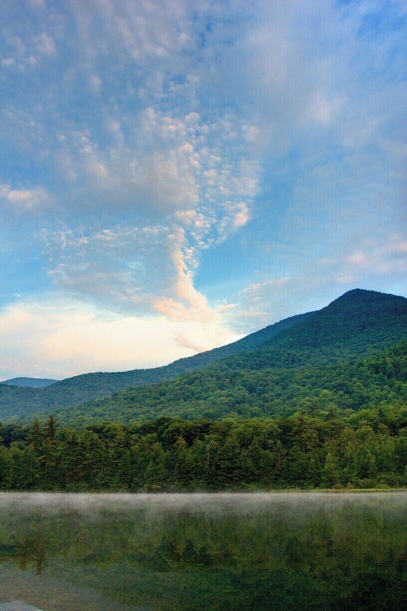 Mount Equinox just after sunrise. The Equinox Preserve covers 914 acres of  forest lands on the eastern slopes of Mount Equinox in Manchester, Vermont. 