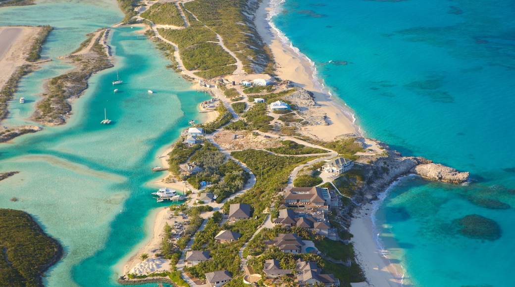 Bahamas showing colourful reefs and a coastal town