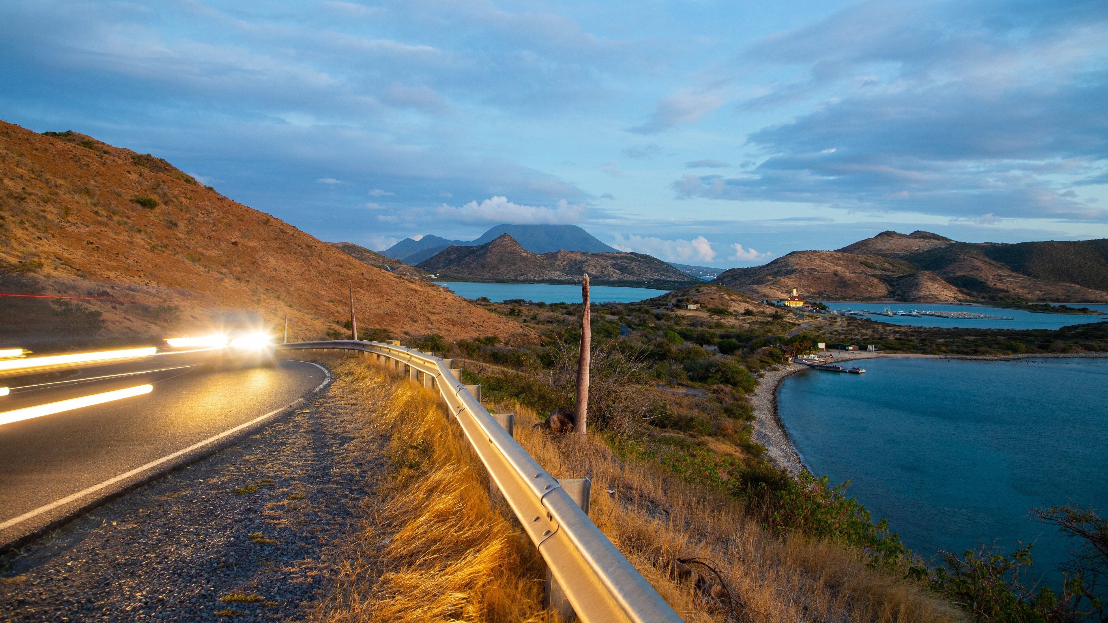 St. Kitts and Nevis which includes general coastal views, night scenes and tranquil scenes