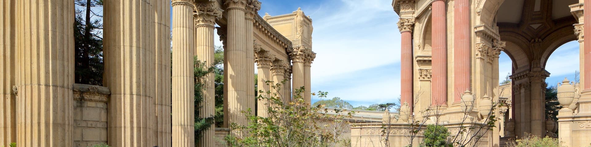 Marina District showing heritage architecture as well as a small group of people
