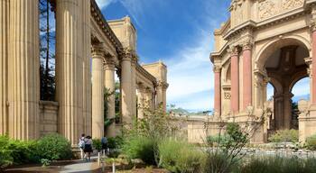 Marina District featuring heritage architecture as well as a small group of people
