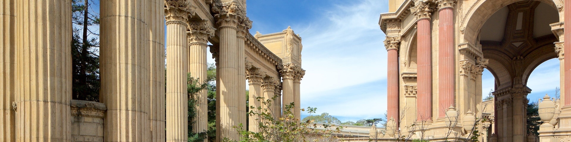 Marina District featuring heritage architecture as well as a small group of people