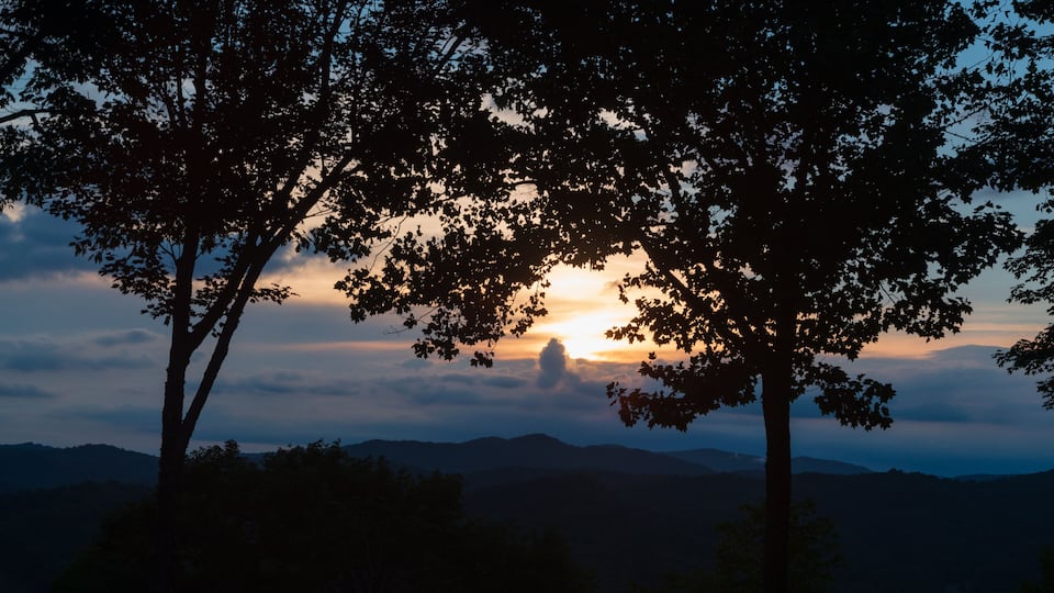 Sunrise after the thunderstorms over the Blue Ridge Mountains in Mars Hill North Carolina.