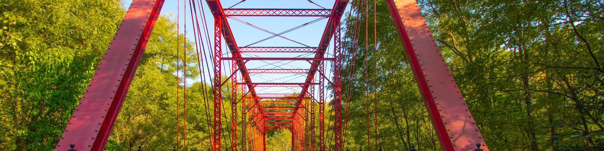 The Historic Bridge park in Battle Creek, Michigan utilizes historic bridges from the state of Michigan on its hiking trails. This includes a portion of the North Country Trail.