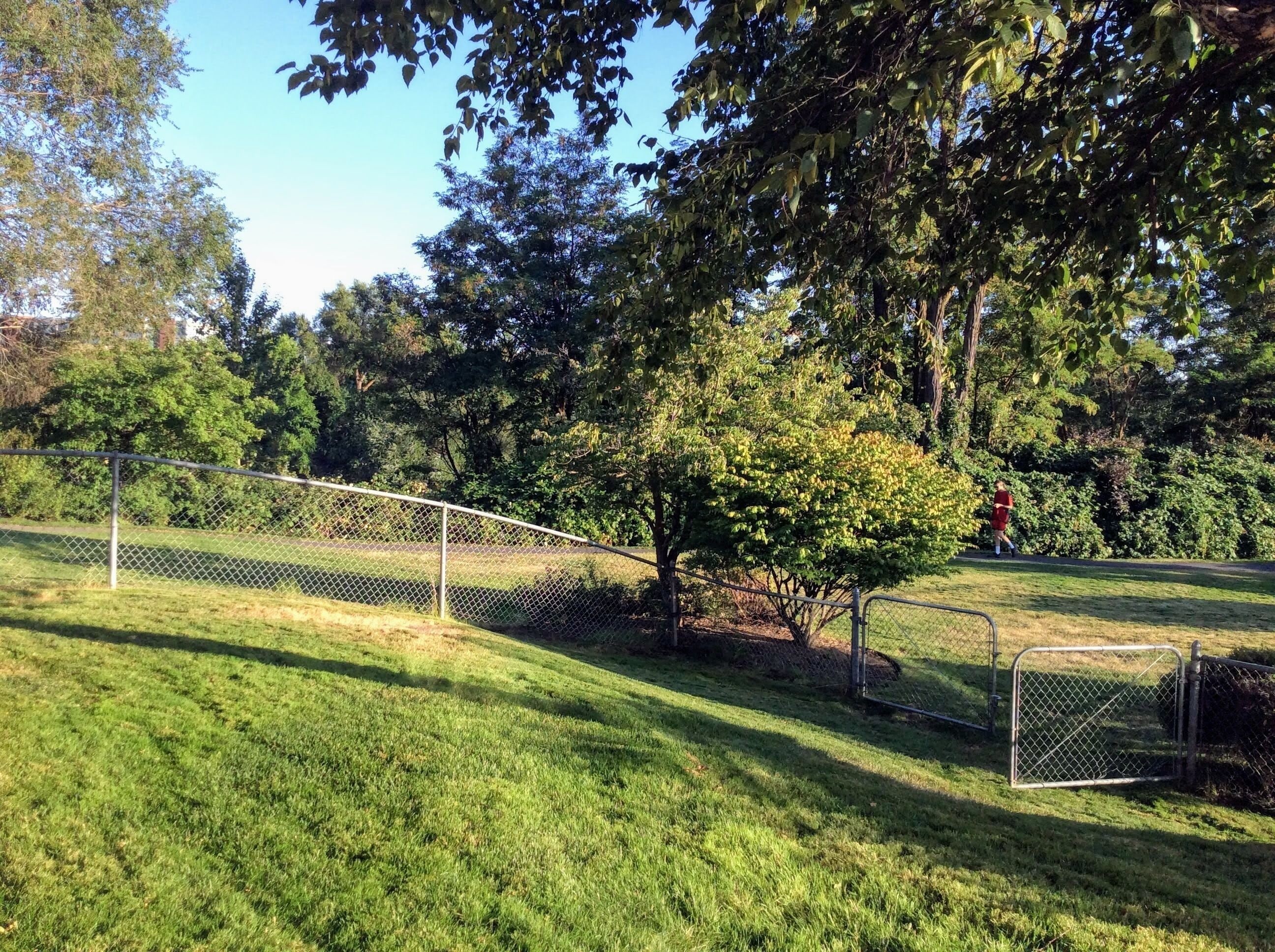 View from our room. Nice large yard along the Spokane River on the edge of downtown. #OrbitzTravel