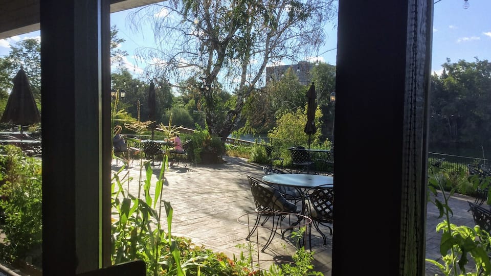 Riverwalk view from the dining room during breakfast. #OrbitzTravel