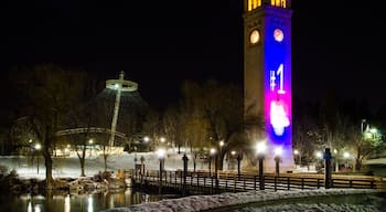 The famous clock tower is now lit up with a tribute to our Gonzaga Bulldogs who are now number one on the country and undefeated.